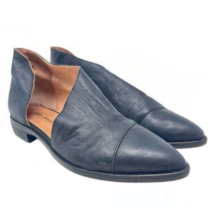 Free People Women's Royale Flat Navy Blue Leather Shoes Size 36